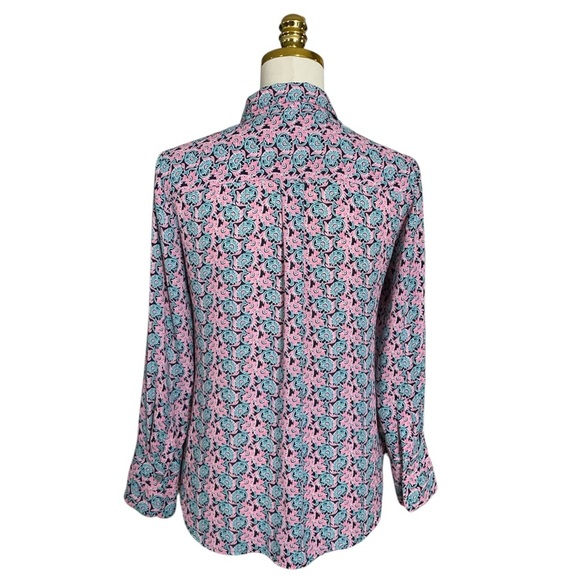 BANANA REPUBLIC Floral Pink and Blue Women's Sheer Popover Top Size XSP - Picture 5 of 6